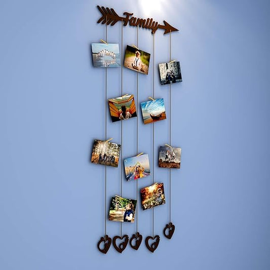 Family' Wood Photo Frame with Clips Size: 26 Inch(Width) X 54 Inch(Height).