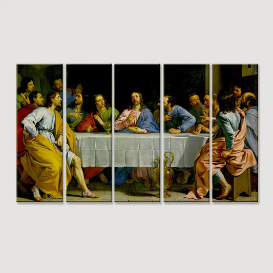 Last Supper Of Jesus Christ Spiritual Wall Painting On Canvas In Multiple Frames