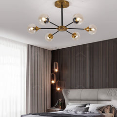 Black And Gold Magic With Clear Glass Sputnik Chandelier