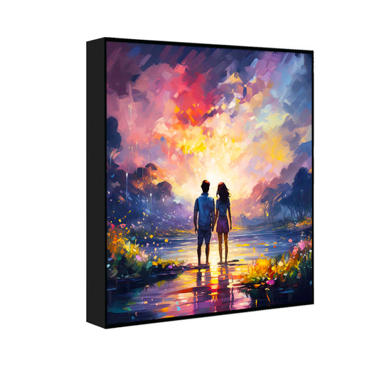 A Scene of Friends Embracing and Laughing Together Canvas Wall Paintings & Arts