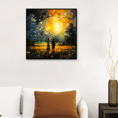 Beautiful Couple Embracing and Laughing Together Canvas Wall Paintings & Arts