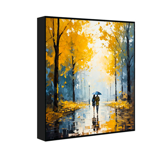 Beautiful Couple Love With Rain Canvas Wall Paintings & Arts