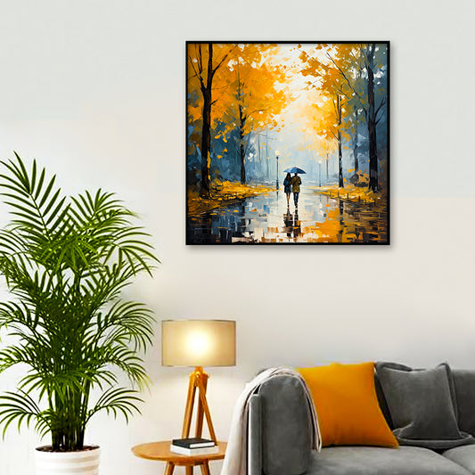 Beautiful Couple Love With Rain Canvas Wall Paintings & Arts