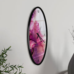 Dissolving Purple Wooden Oval Wall Clock