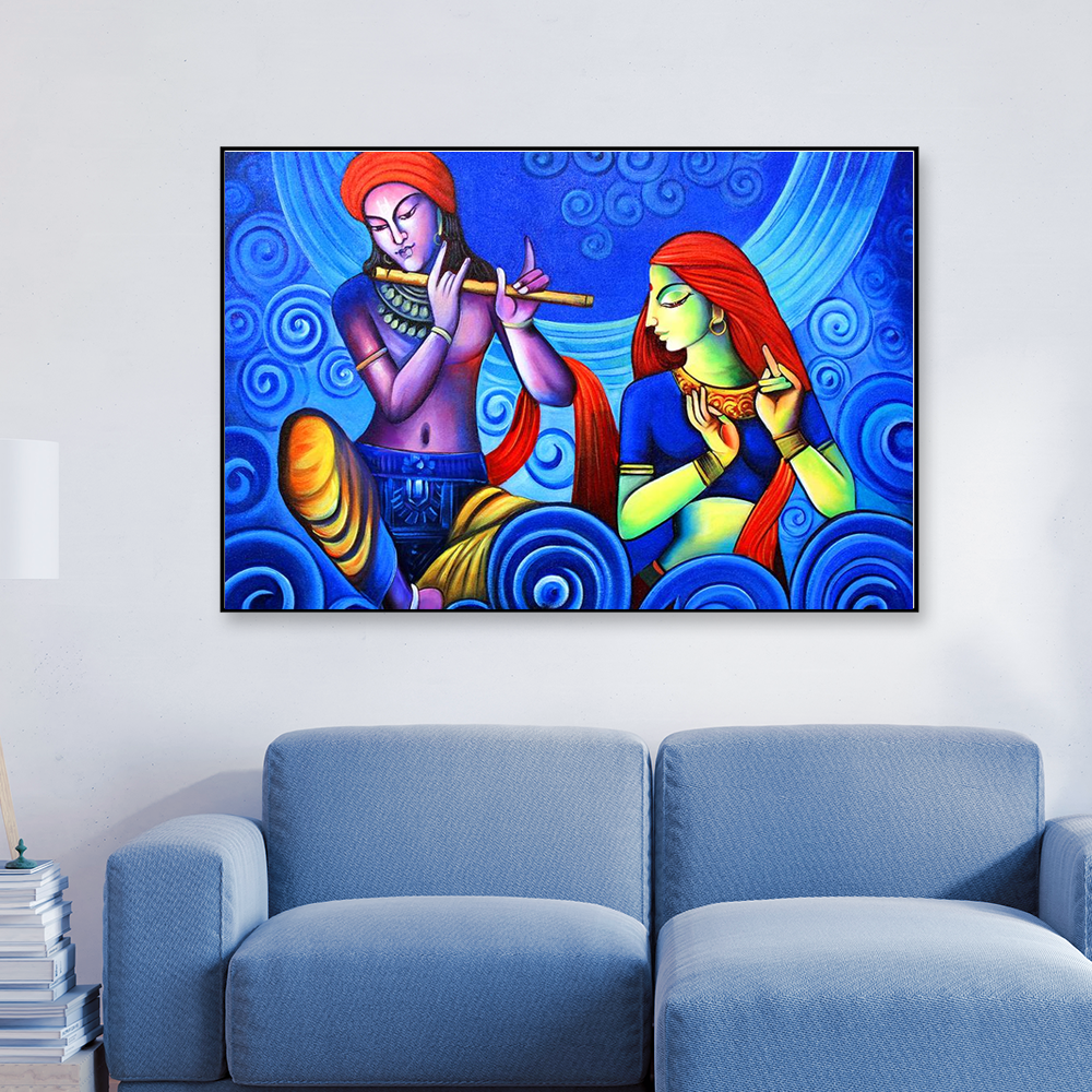 Radha Krishna Musing Framed Wall Art