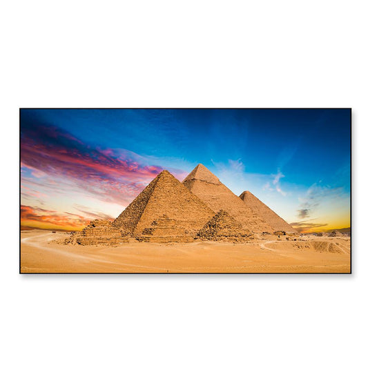 Sunset at great Pyramids of Giza Framed Wall Art