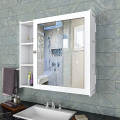 Aesthetic Wooden Bathroom Cabinet with 5 Spacious Shelves- Solid White