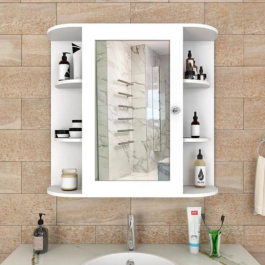 Premium Wooden Bathroom Cabinet with 10 Spacious Shelves- White