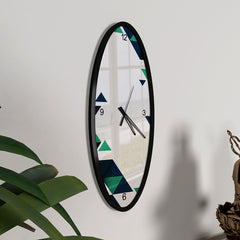 Geometric Aesthetics Wooden Oval Wall Clock