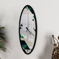 Geometric Aesthetics Wooden Oval Wall Clock