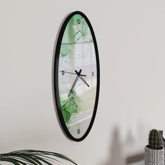 Dissolving Green Wooden Oval Wall Clock