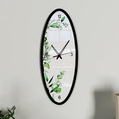 Leafy Touch Wooden Oval Wall Clock