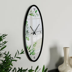 Leafy Touch Wooden Oval Wall Clock