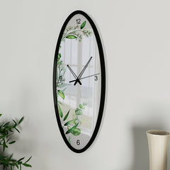 Leafy Touch Wooden Oval Wall Clock