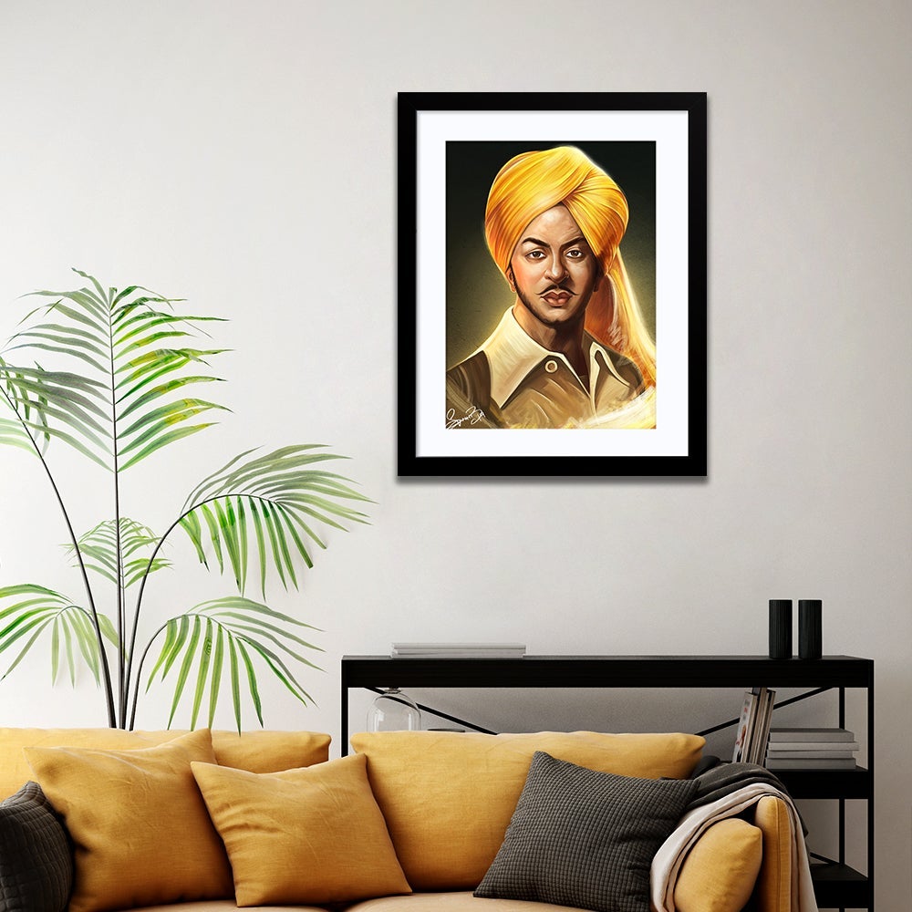 Freedom Fighter Bhagat Singh Framed Wall Painting