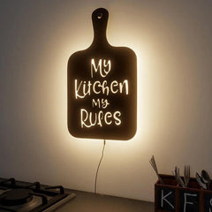 My Kitchen My Rules' Backlit Wall Art for Kitchen Decor