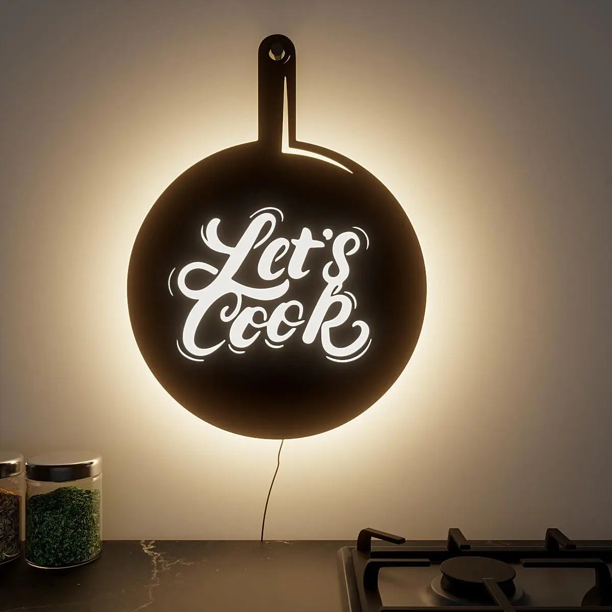 Pan-shaped Kitchen Backlit Wall Art for Chefs/Cooking Enthusiasts