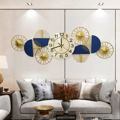 Yulia Blue & Golden Metal Wall Clock