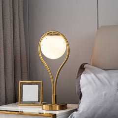 Water Droplet Design Milky Globe Golden Table Lamp