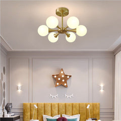 Trumpet Design Modern Sputnik Milky Globe Ceiling Chandelier