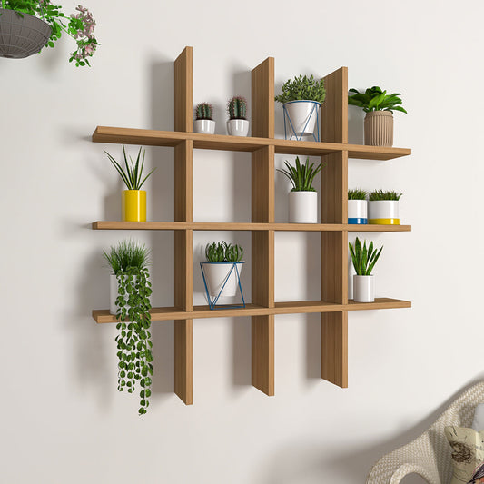 Designer Dual Panel MDF Planter Wall Shelf