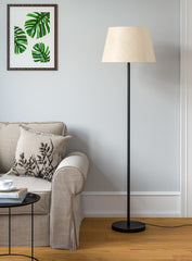 Floor Lamp Standing Modern Black 5ft Height with Off White Lamp Shade 16 inches