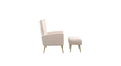 Beige Danney Accent Chair With Ottoman