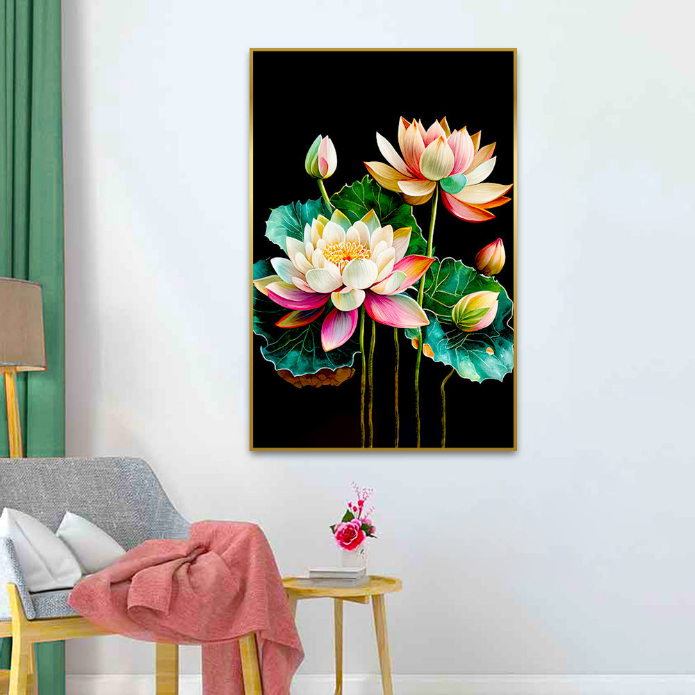 Beautiful Pink Lotus Flower Abstract Aesthetic Wall Paintings