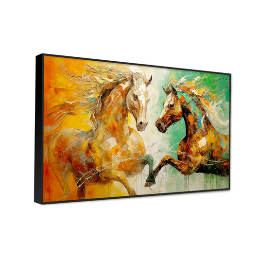 Beautiful Abstract Two Horse Canvas Wall Painting