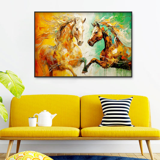 Beautiful Abstract Two Horse Canvas Wall Painting