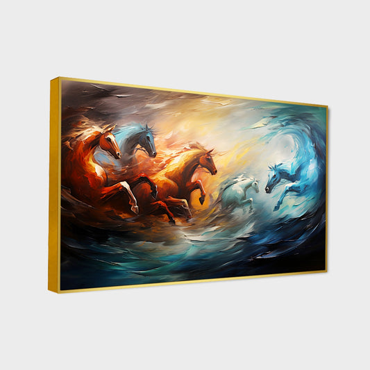 Beautiful Magical Beasts In The Style Of Abstract Horses Canvas Wall Painting