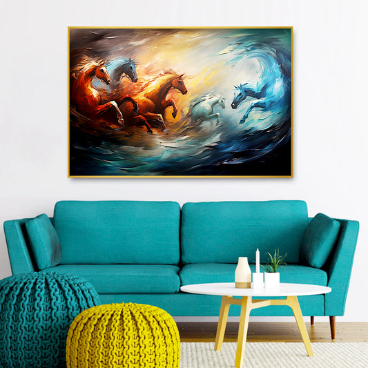 Beautiful Magical Beasts In The Style Of Abstract Horses Canvas Wall Painting