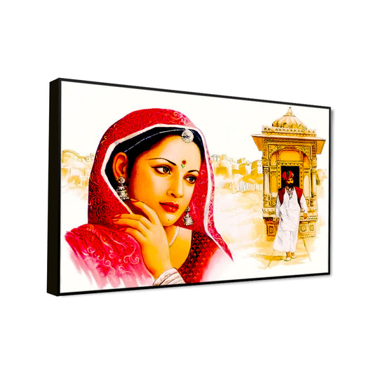 Beautiful Rajasthani Lady Dancing Pose Canvas Printed Wall Paintings & Arts