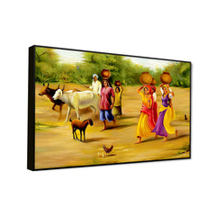 Beautiful Rajasthani Village Culture Canvas Printed Wall Paintings & Arts