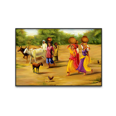 Beautiful Rajasthani Village Culture Canvas Printed Wall Paintings & Arts