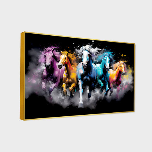 Beautiful Bay Arabian Horse Running Canvas Wall Painting & Arts