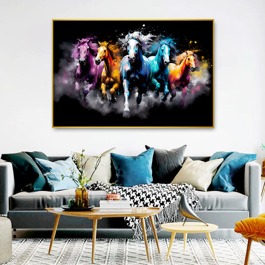 Beautiful Bay Arabian Horse Running Canvas Wall Painting & Arts