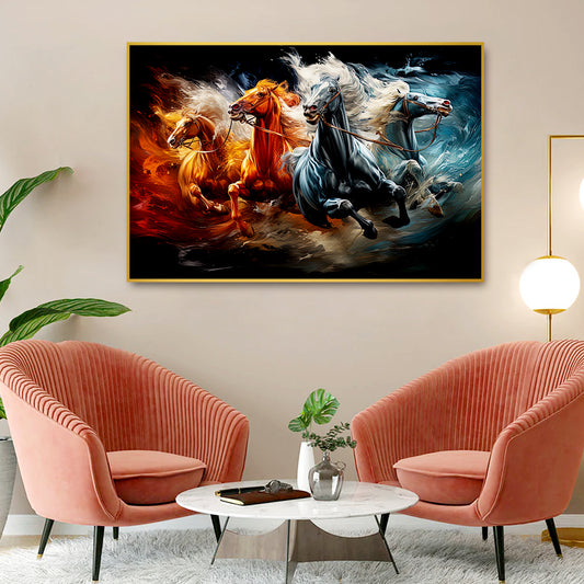 Beautiful Seven Running Horses Canvas Wall Paintings & Arts
