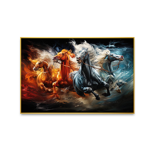 Beautiful Seven Running Horses Canvas Wall Paintings & Arts