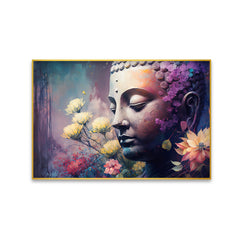 Buddha statue in the lotus background canvas wall Paintings