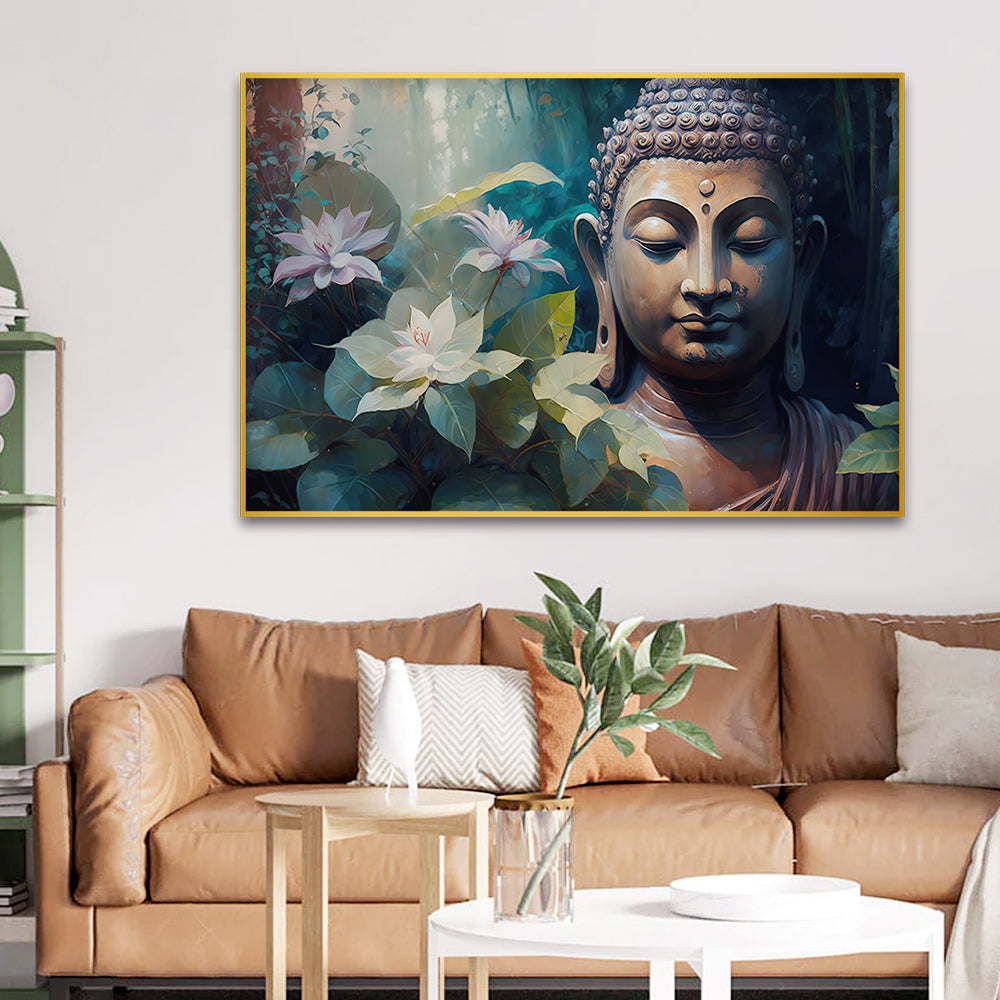 Gautam Buddha Wall Painting With Nature