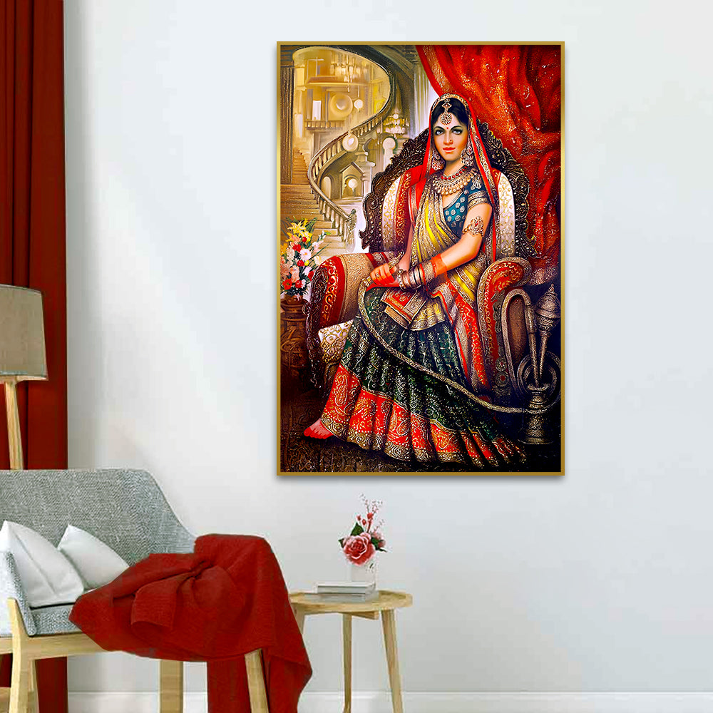 Beautiful Rajasthani Village Girl Canvas Printed Wall Paintings & Arts