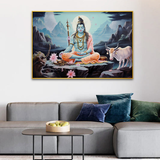 Lord Shiva with Nandi Canvas Wall Paintings