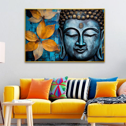 Buddha with flowers Canvas Wall Paintings