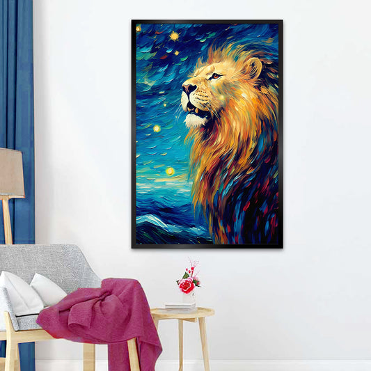Abstract Design Lion Face Canvas Printed Wall Paintings & Arts