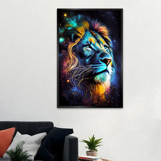 Abstract Design Blue Lion Face Canvas Printed Wall Paintings & Arts