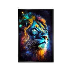 Abstract Design Blue Lion Face Canvas Printed Wall Paintings & Arts