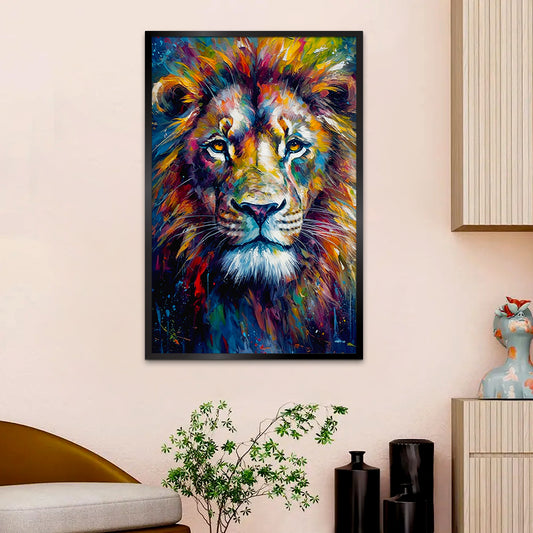 Beautiful Abstract Design Lion Face Canvas Printed Wall Paintings & Arts