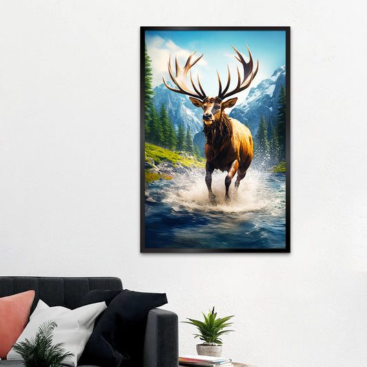 Beautiful Sighting of Wild Elk in Nature Canvas Printed Wall Paintings & Arts