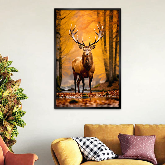 Beautiful Deer in Forest Scenery Canvas Printed Wall Paintings & Arts